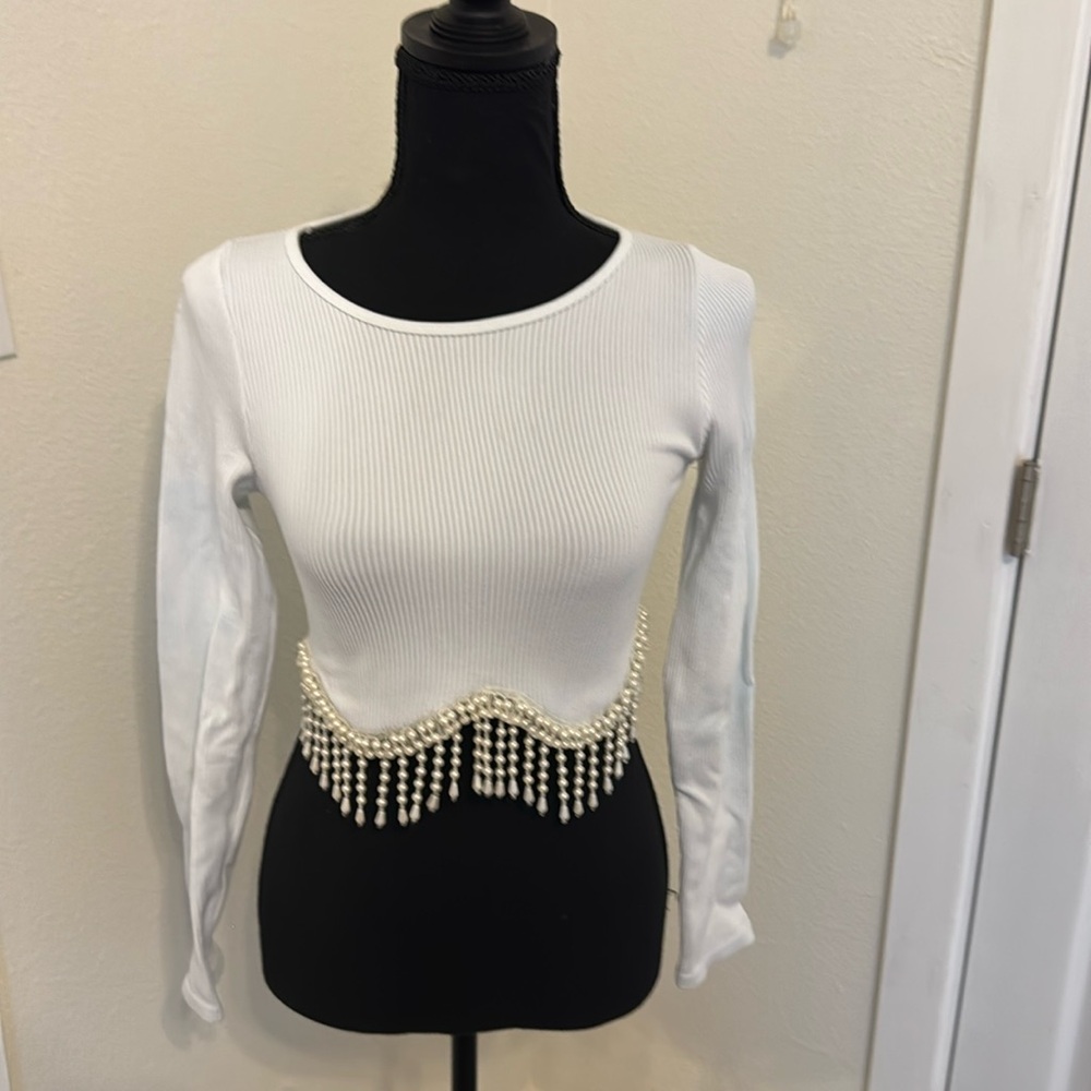 Andwind White Pearl Dangling Top Size S/M